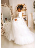 White Satin Tulle Minimalist Flower Girl Dress